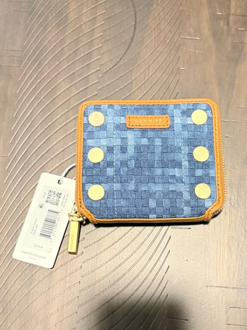NWT - Hammitt 5 North Mosaic Denim/Brushed Gold Wallet -Bundle w/ Matching Tote!